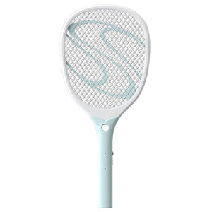 Paleta Electrica pentru Tantari, Muste sau Insecte LED, Flippy, Reincarcabila, Incarcare USB, Plastic, Casa si Gradina, Anti-insecte, Alb-Albastru-0