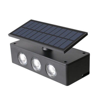 Lampa solara LED bidirectionala Flippy, cu panou ajustabil, comutator culoare lumina, pentru perete, scari, gradina, terasa, 16 x 6.5 cm, 6 LED-uri, material ABS, baterie 3.7 V, 1200mah, multicolor-0