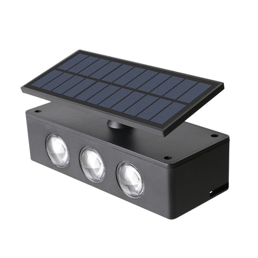 Lampa solara LED bidirectionala Flippy, cu panou ajustabil, comutator culoare lumina, pentru perete, scari, gradina, terasa, 16 x 6.5 cm, 6 LED-uri, material ABS, baterie 3.7 V, 1200mah, multicolor-0