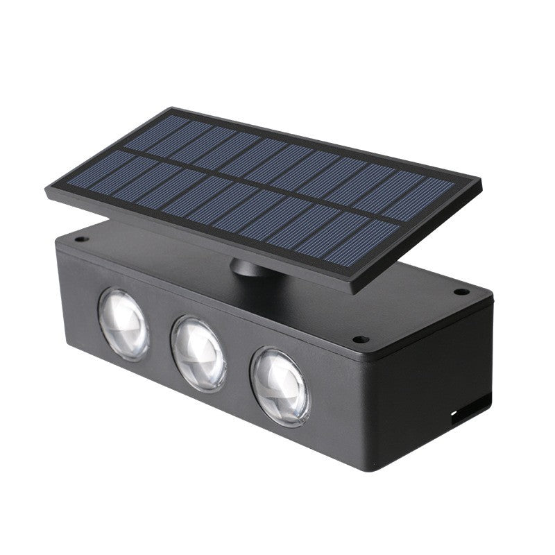 Lampa solara LED bidirectionala Flippy, cu panou ajustabil, comutator culoare lumina, pentru perete, scari, gradina, terasa, 16 x 6.5 cm, 6 LED-uri, material ABS, baterie 3.7 V, 1200mah, multicolor-0
