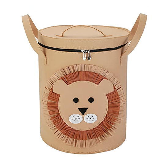 Cutie de Depozitare 2In1, Flippy, Impermeabila, Covor pentru Jucarii si Lego 150cm, Capacitate Mare, cu Manere, cu Sfori, Inaltime 40cm, Model Leu, Maro-0