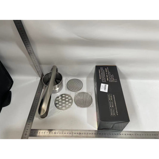 Presa pentru Fructe si Legume, Flippy, Zdrobitor Manual, Inox, 3 Discuri Interschimbabile, Usor de Stors si de Curatat, Ergonomic, Argintiu-1