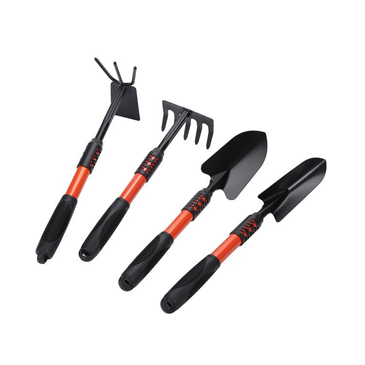 Set 4 Unelte de Gradina Flippy, Maner extensibil, pentru Plantare Prelucrare Sol si Ingrijire Plante, Material otel carbon, negru-0