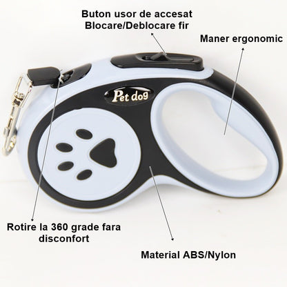 Lesa Automata Retractabila, Flippy, pentru Caini, 3m, 20 kg, ABS, Negru/Bleu, 8x12x4 cm-2