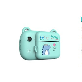 Camera Instantanee pentru Copii, Flippy, cu Functie de Printare, cablu USB-C, Bluetooth, compatibil iOS/Android, Imprimare APP, Model Dino, Verde-0