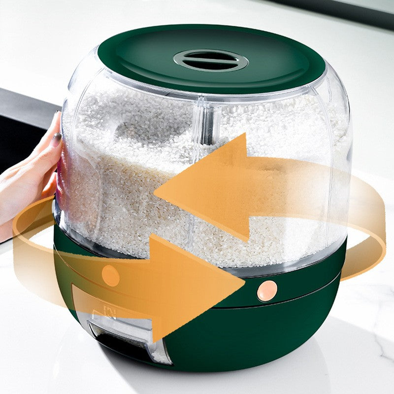 Dozator de cereale Flippy, rotativ 360, 6 compartimente, capacitate 6 L, rezistent la umezeala, inchidere etansa, verde-5