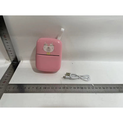 Mini Imprimanta Foto Portabila, Flippy, Incarcare USB, Bluetooth, Model Pisica, Roz-1