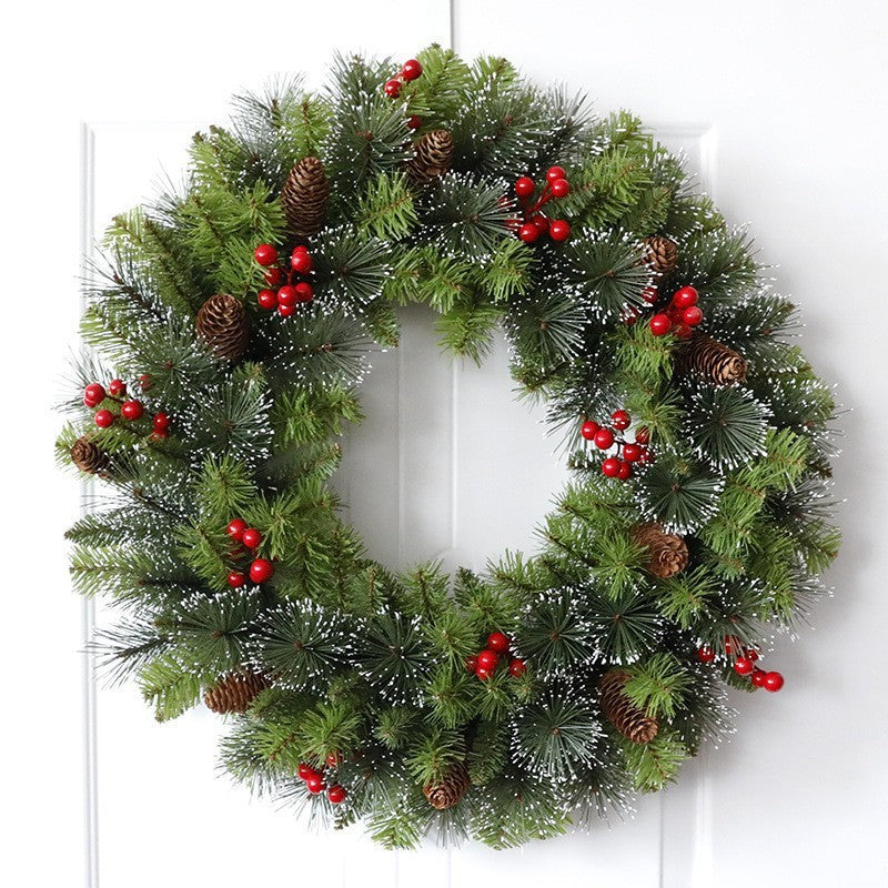 Coronita pentru Craciun Flippy, 60 cm, din brad artificial, decorata cu conuri si merisoare, Verde-4