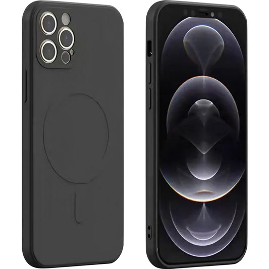 Husa protectie Flippy compatibila cu iPhone 13 (6.1), Liquid MagSafe, ring-shaped, magnetica, Negru-0