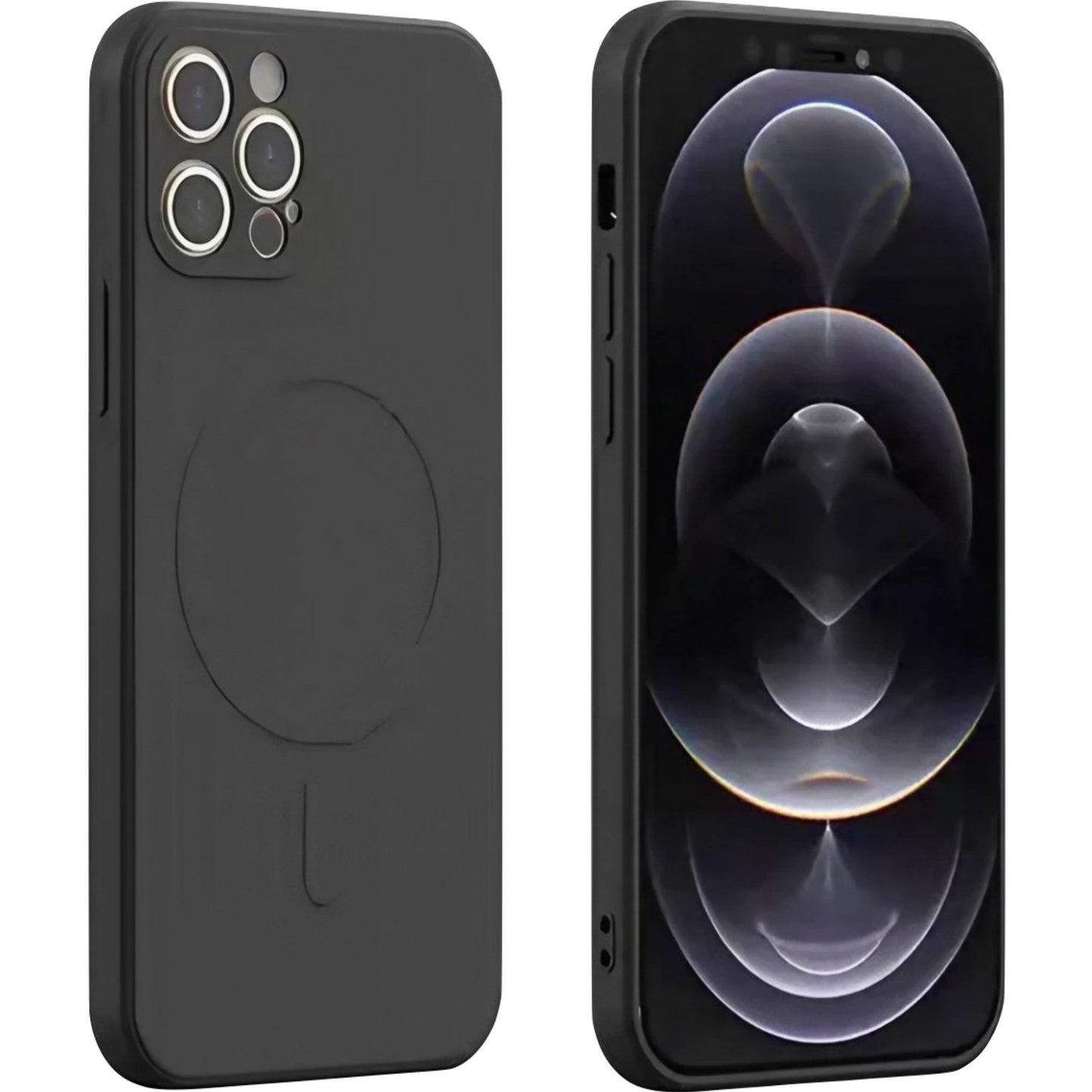 Husa protectie Flippy compatibila cu iPhone 14, Liquid MagSafe, ring-shaped, magnetica, Negru-0