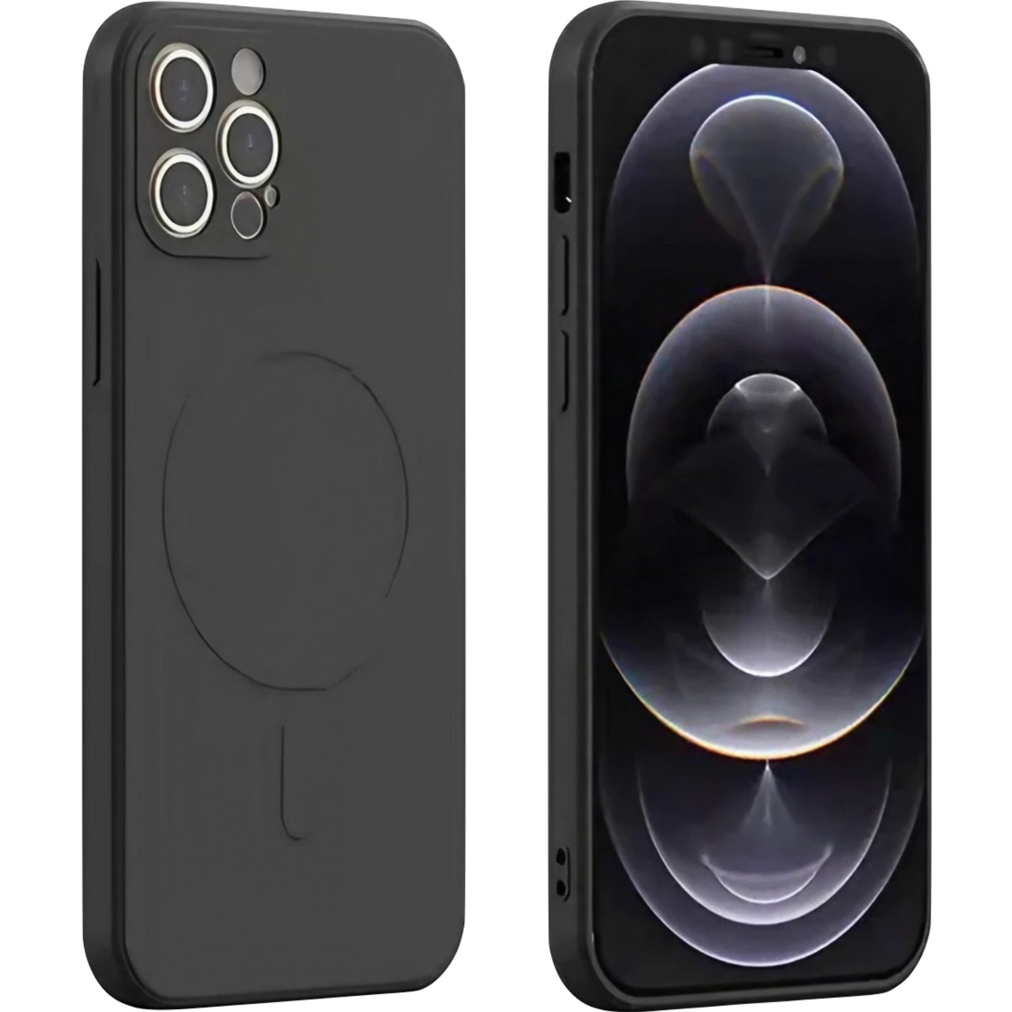 Husa protectie Flippy compatibila cu iPhone 14, Liquid MagSafe, ring-shaped, magnetica, Negru-0