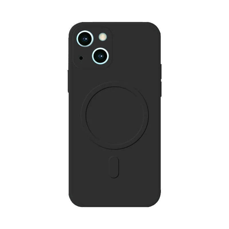 Husa protectie Flippy compatibila cu iPhone 14, Liquid MagSafe, ring-shaped, magnetica, Negru-1