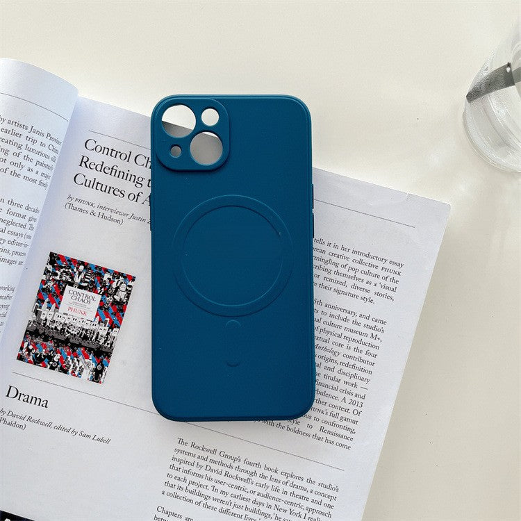 Husa protectie Flippy compatibila cu iPhone 14 Pro Max, Liquid MagSafe, ring-shaped, magnetica, Albastru-1