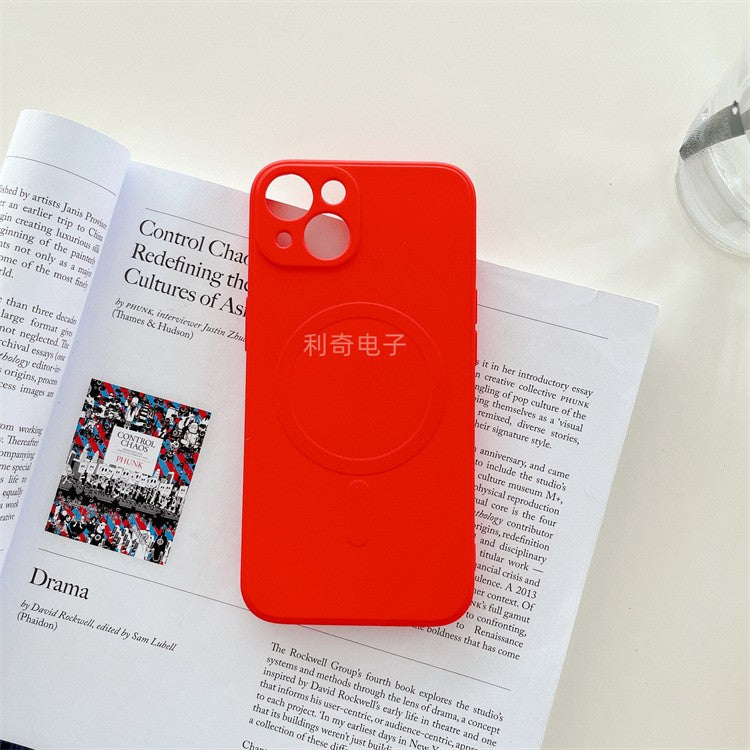 Husa protectie Flippy compatibila cu iPhone 14 Pro Max, Liquid MagSafe, ring-shaped, magnetica, Rosu-2