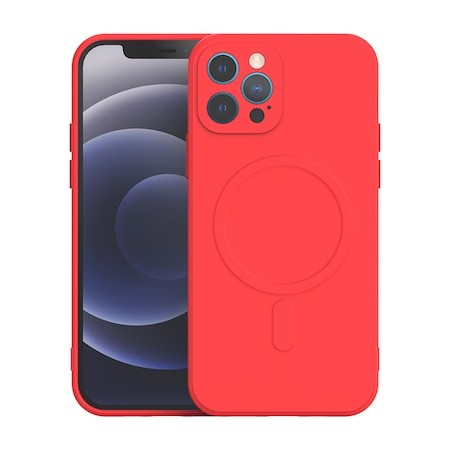 Husa protectie Flippy compatibila cu iPhone 14 Pro, Liquid MagSafe, ring-shaped, magnetica, Rosu-0