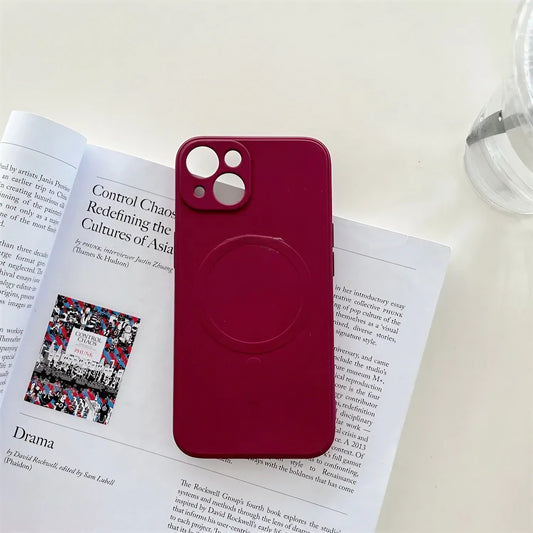 Husa protectie Flippy compatibila cu iPhone 13 Pro (6.1), Liquid MagSafe, ring-shaped, magnetica, Visiniu-1