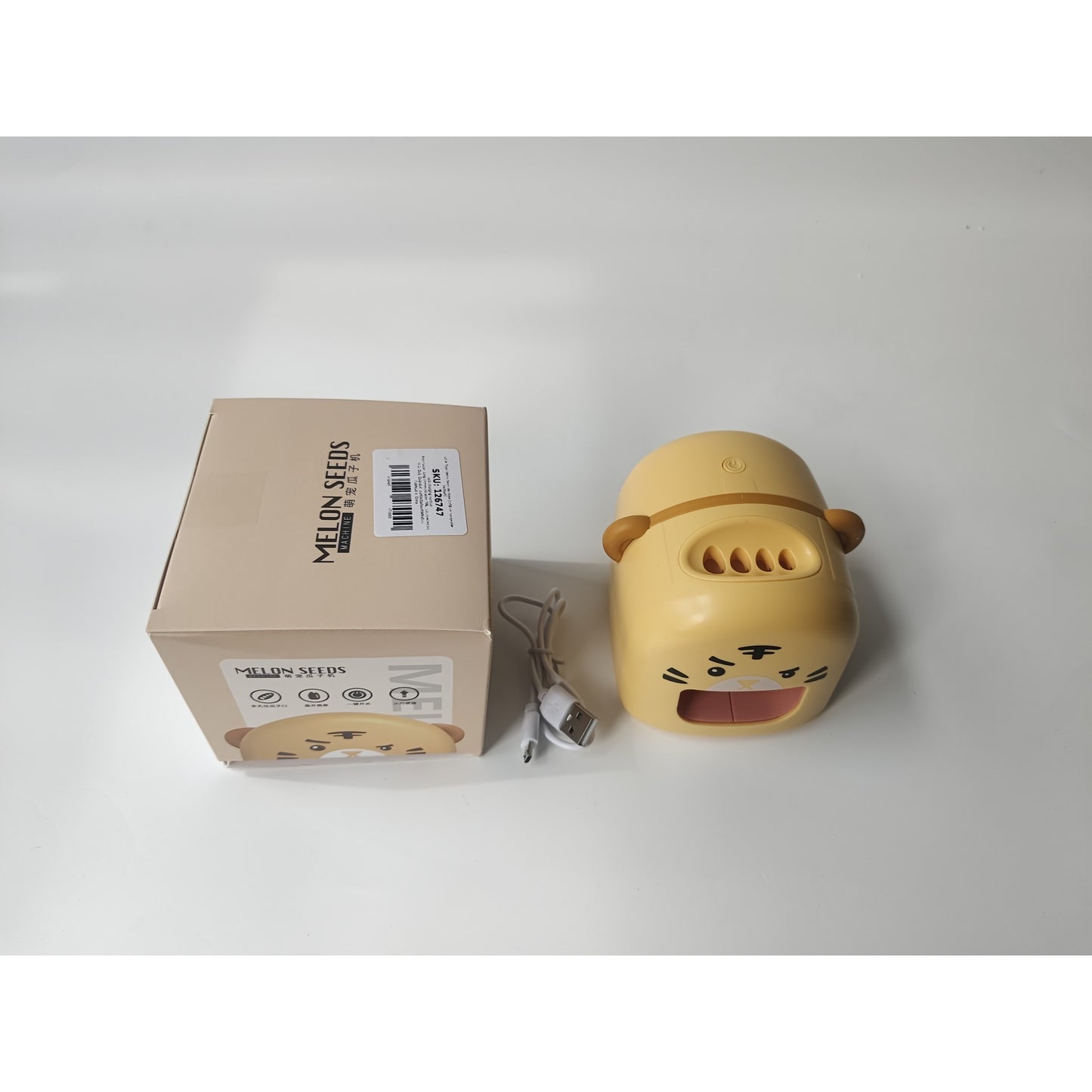 Mașină de Decojit Semințe, Flippy, Mini Deschizător, Model Tigru, Incarcare USB, 9.7x10x8.6 cm, Portocaliu-4
