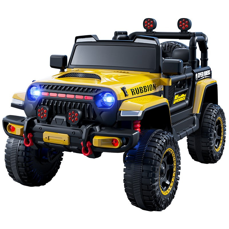 Mașină Electrică pentru Copii, Flippy, Off-Road, Conectare Bluetooth, telecomandă, Tracțiune Integrală, Lumina Intermitenta, Baterie 12V 7Ah, 120x63x68cm, Galben-1