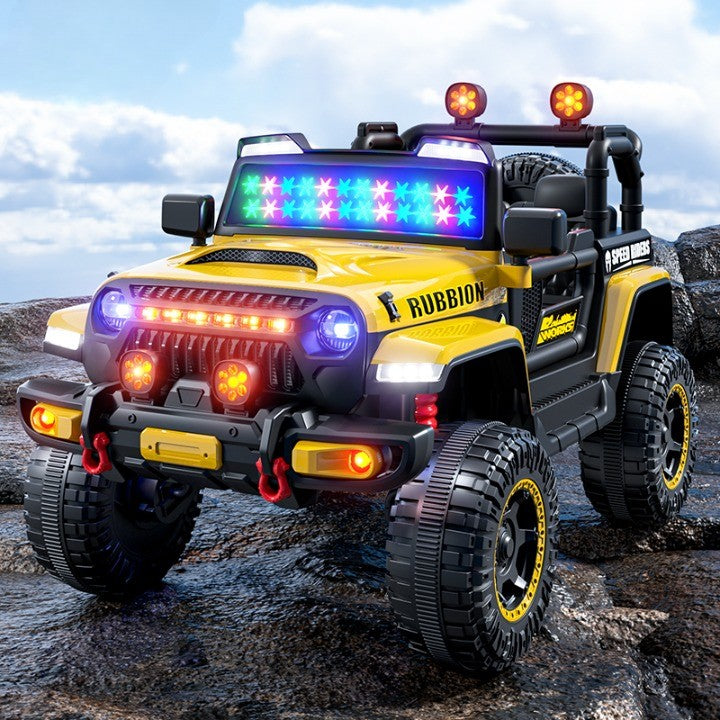 Mașină Electrică pentru Copii, Flippy, Off-Road, Conectare Bluetooth, telecomandă, Tracțiune Integrală, Lumina Intermitenta, Baterie 12V 7Ah, 120x63x68cm, Galben-2