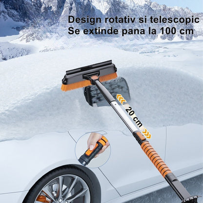 Lopata pentru zapada Flippy, 3 in 1, Perie si Racleta, Rotativa, Telescopica, Detasabila, Material Aluminiu si ABS, 100 x 25 cm, negru-3