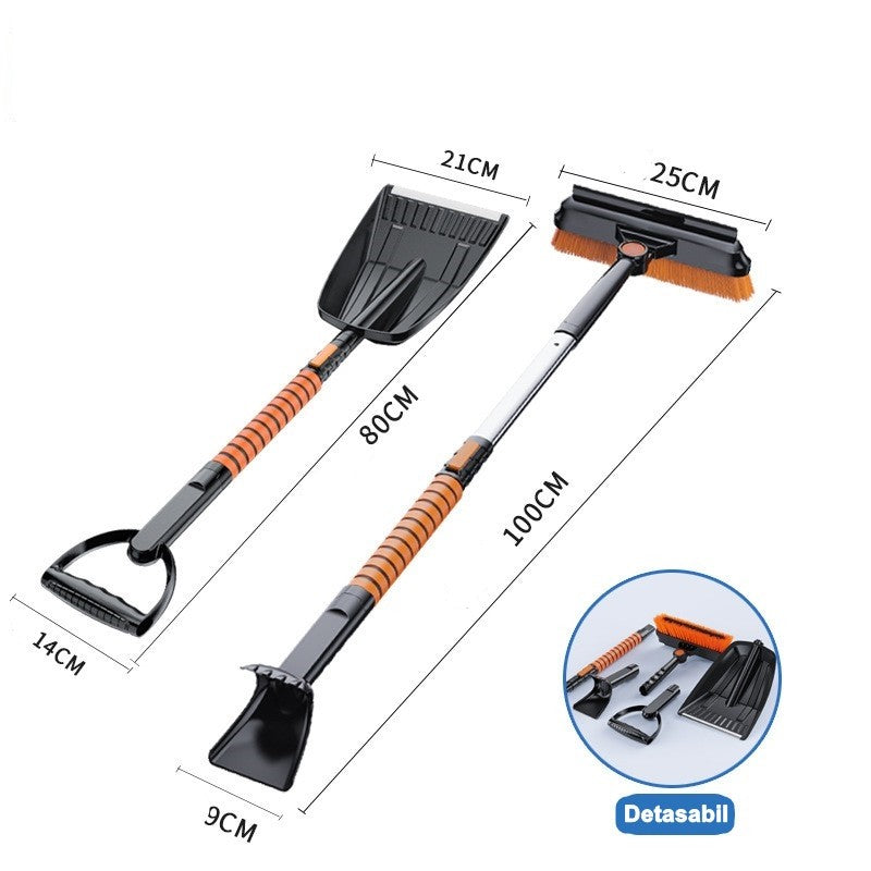 Lopata pentru zapada Flippy, 5 in 1, Perie, Racleta, 2 tipuri de Lopeti, Rotativa, Telescopica, Detasabila, Material Aluminiu si ABS, 100 x 25 cm, negru-1