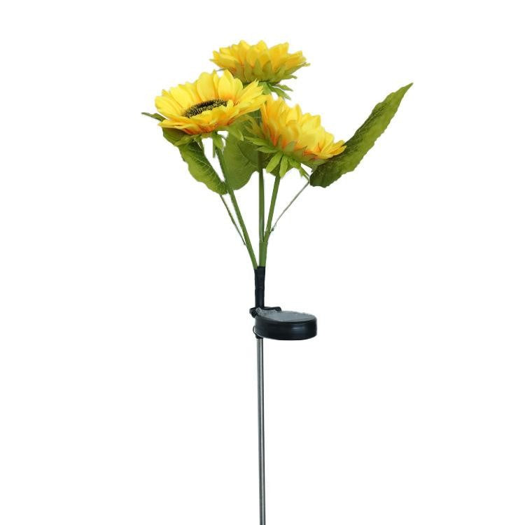 Lampa solara LED tip Floarea Soarelui cu 3 flori, inaltime 70 cm, Pentru gradina, Flippy-0