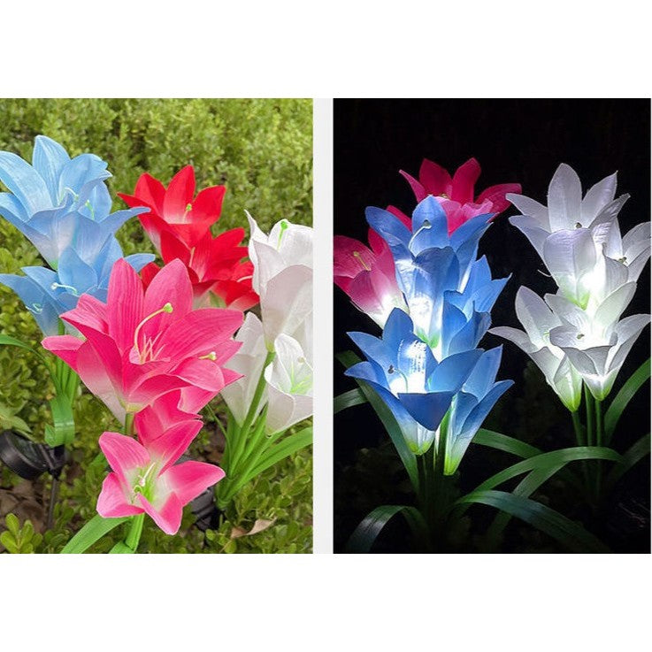 Lumina solara LED tip Crin cu 4 flori, inaltime 80 cm, pentru gradina, Flippy-1