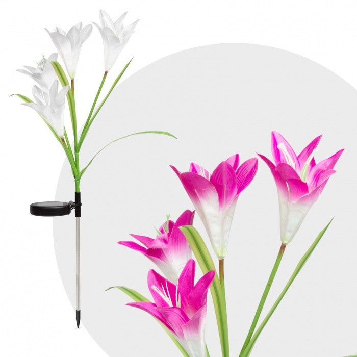 Lumina solara LED tip Crin cu 4 flori, inaltime 80 cm, pentru gradina, Flippy-2