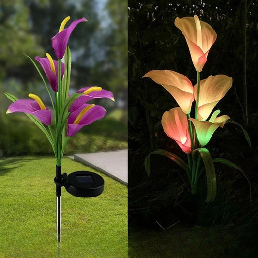 Lumina solara LED tip Crin cu 5 flori, inaltime 75 cm, pentru gradina, Flippy-1