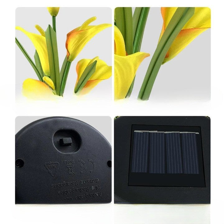 Lumina solara LED tip Crin cu 5 flori, inaltime 75 cm, pentru gradina, Flippy-3