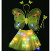 Costum Fluturas cu Aripi Modelabile Luminoase pentru Copii, Flippy, Fusta din Tul cu Lumini, Bagheta si Bentita, 4 piese, Pentru Halloween, Cosplay, Craciun, Carnaval, Paste, Ziua Copilului, Bumbac/Poliester, Marime universala, Galben-0