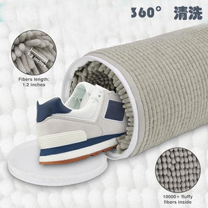 Geanta pentru Spalare Incaltaminte, Flippy, pentru Masina de Spalat, cu Fibre Pufoase in Interior, cu Fermoar, Curatare 360 de Grade, 39x19 cm, Gri deschis-0