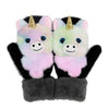 Manusi de Plus pentru Copii, Flippy, de Iarna, Groase, Moi, Calduroase, Model Animat Unicorn Roz-0