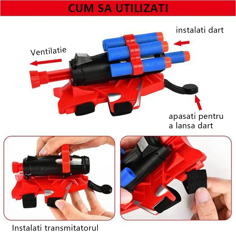 Manusa cu 5 proiectile din burete, Spiderman, rosu