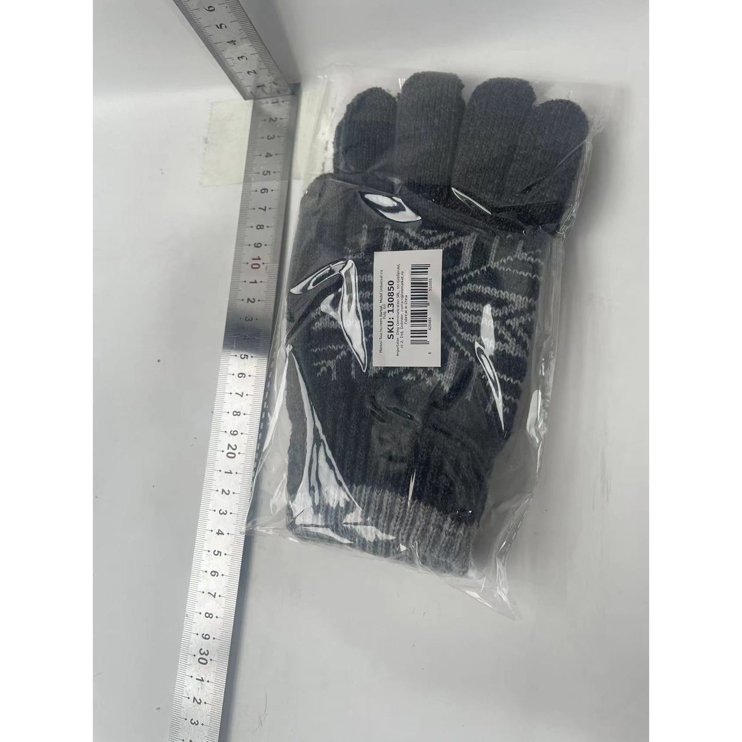 Manusi Touchscreen Barbat, Model Universal cu Fulg, Gri-1