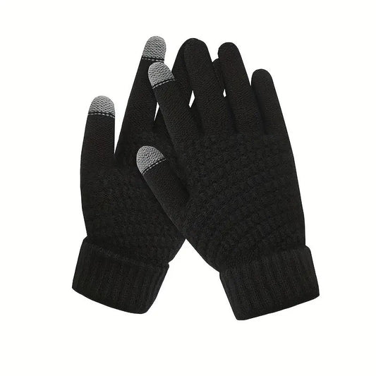 Manusi de Dama, Flippy, Functie Touchscreen (ecran tactil), Material Acril Tricotat, Manseta Elastica, Interior Catifelat, Marime Universala, Negru-0