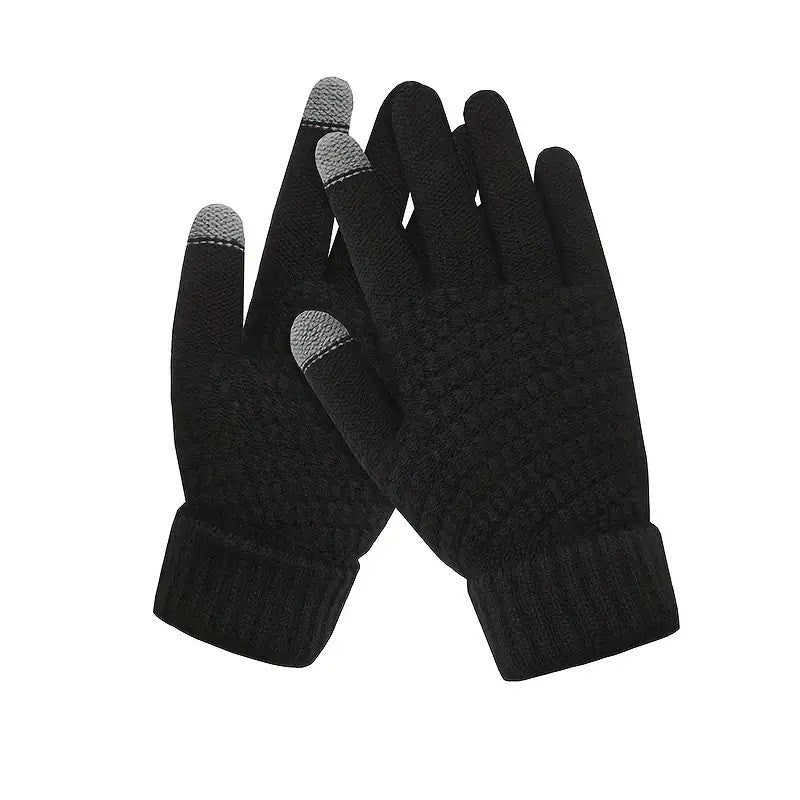 Manusi de Dama, Flippy, Functie Touchscreen (ecran tactil), Material Acril Tricotat, Manseta Elastica, Interior Catifelat, Marime Universala, Negru-0