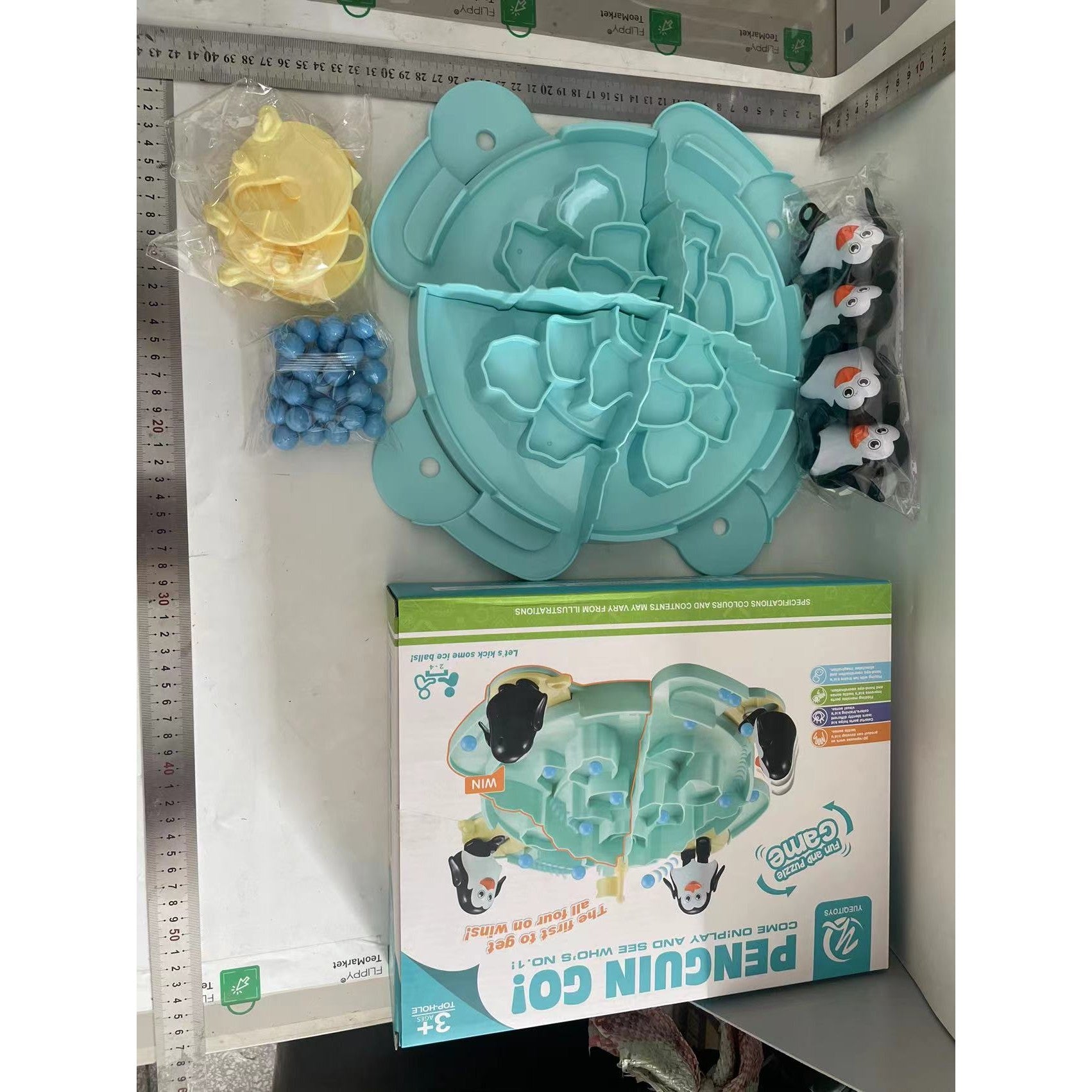 Joc Interactiv pentru Copii, Flippy, Batalia Pinguinilor, 3 ani+, Tabla de Joc, Figurine Pinguini, Mingi, Multicolor-1
