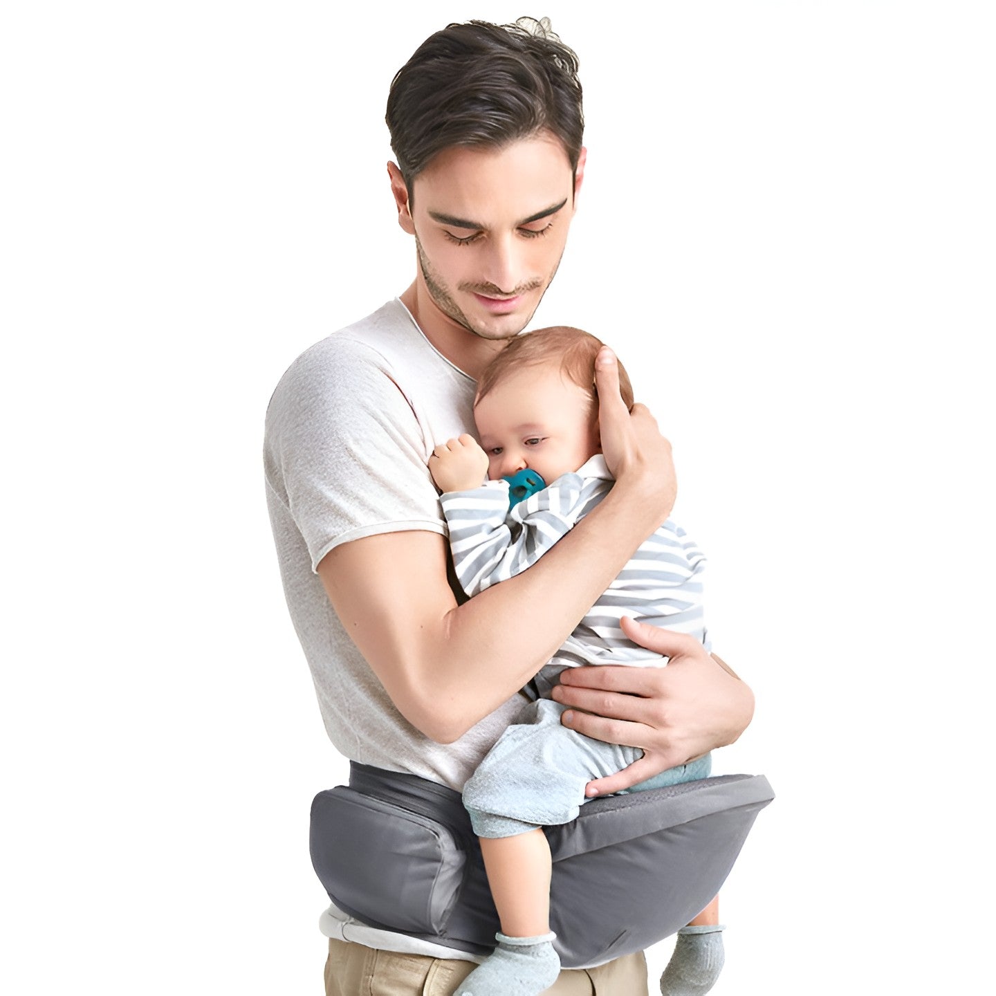 Marsupiu Ergonomic 3in1, Flippy, pentru Bebelusi si Copii, 0-36 Luni, Bretele Reglabile pentru Umar si Sold, Inchidere Catarama, 125x25x14 cm, Gri-0