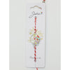 Martisor Bratara Alb-Rosu cu Pandantiv Metalic, Model 1-0