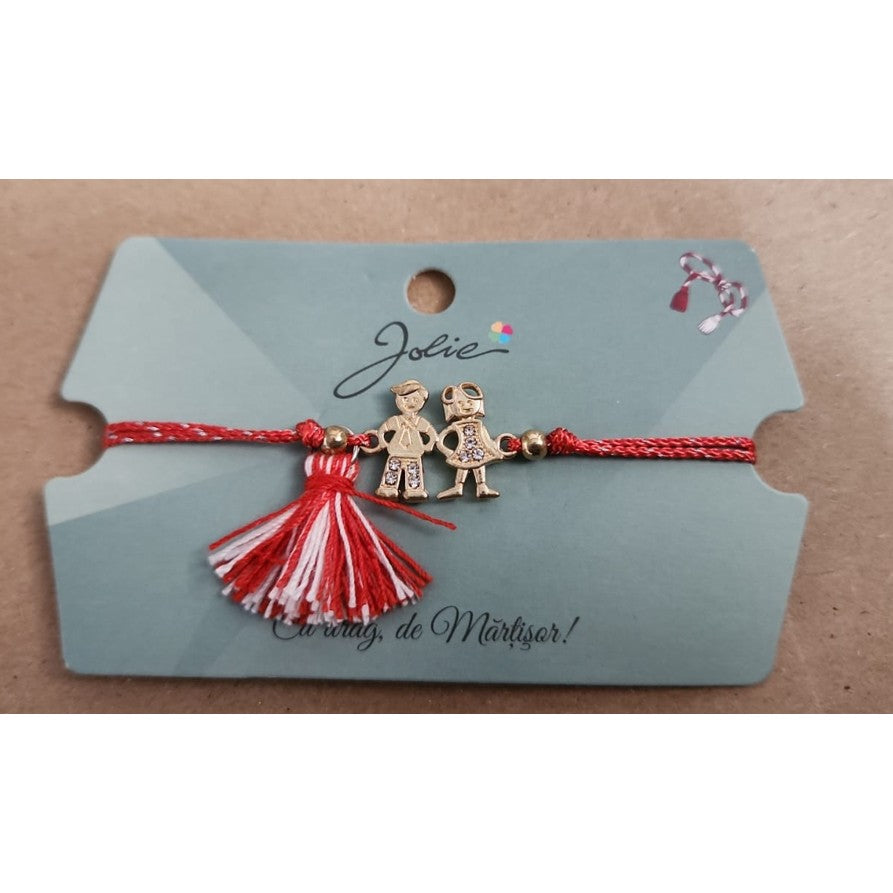 Martisor Bratara cu Ciucure Cuplu Auriu-0
