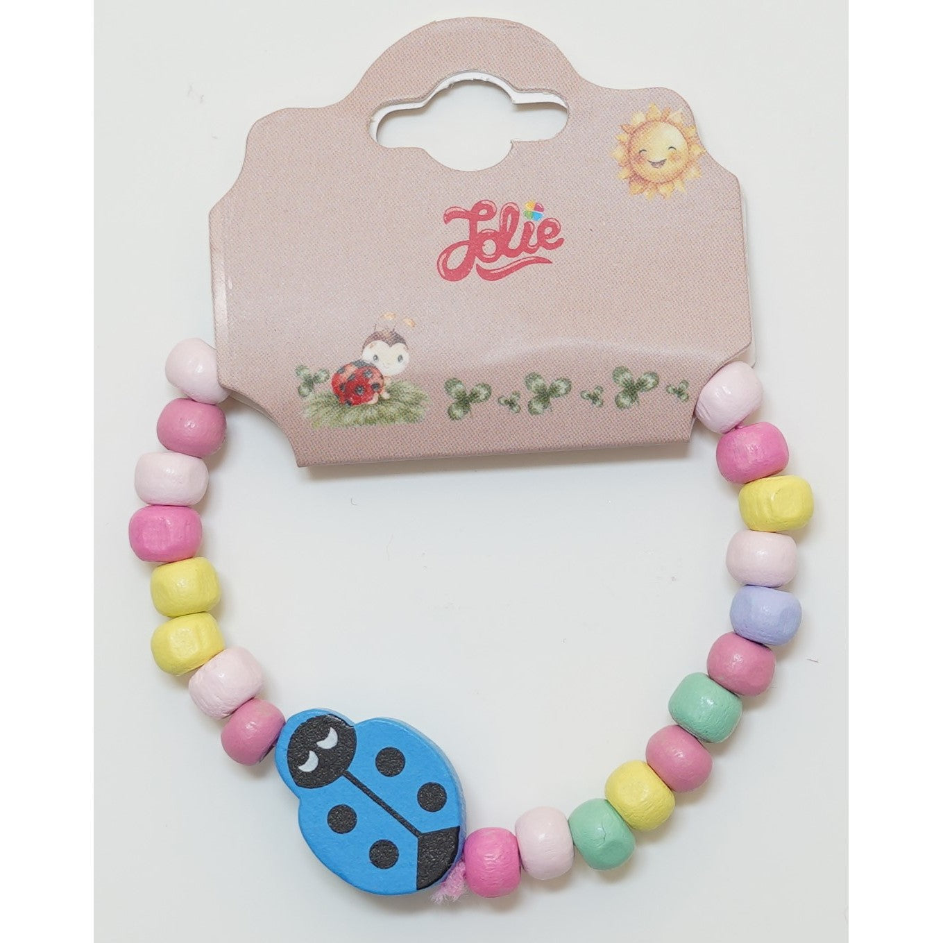 Martisor Bratara Curcubeu pentru Copii, Elastica, din Lemn, Model 5-0