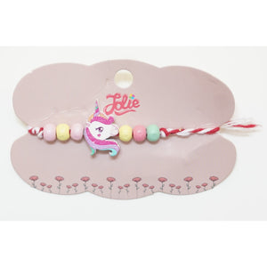 Martisor Bratara Multicolora pentru Copii, din Lemn si Textil, Model 4-0