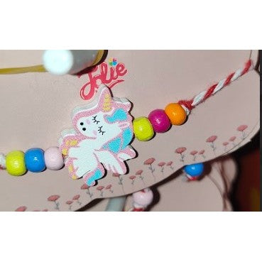 Martisor Bratara Multicolora pentru Copii Random, Snur Alb Rosu, Pandantive din Lemn, Colorate, Modele pentru Copii cu Specific Martisor-2