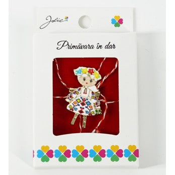 Martisor Brosa Mica in Cutie, Dimensiune Brosa 2.5-3 cm, Material Metal, Model Fetita Tradtionala-0