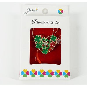 Martisor Brosa Mica in Cutie, Dimensiune Brosa 2.5-3 cm, Material Metal, Model Inima Ccu Trifoi-0