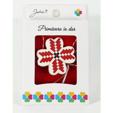 Martisor Brosa Mica in Cutie, Dimensiune Brosa 2.5-3 cm, Material Metal, Model Trifoi Traditional 2-0