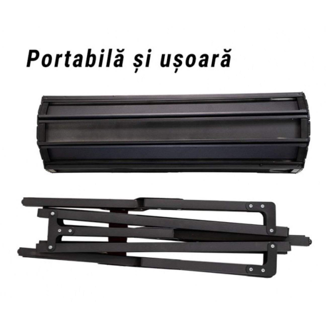 Masa camping, Aluminiu, Pliabila, Flippy, 120x60x43cm, Negru-2