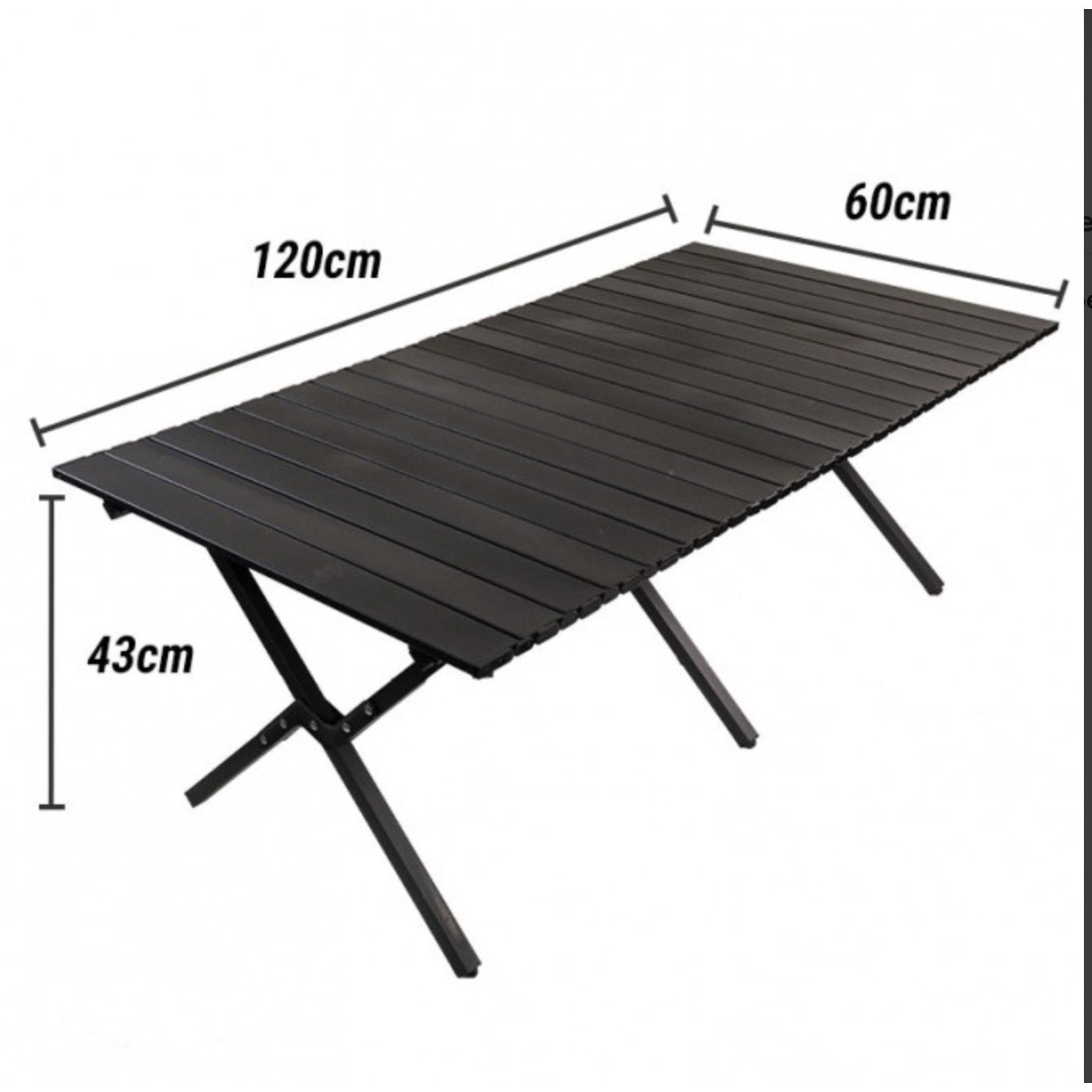 Masa camping, Aluminiu, Pliabila, Flippy, 120x60x43cm, Negru-3