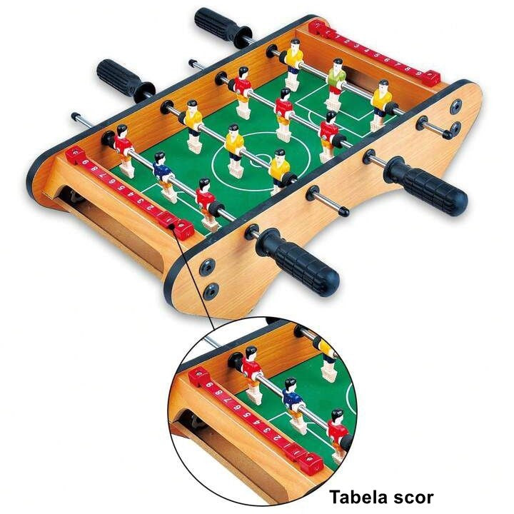 Masa de fotbal cu teren si 12 jucatori Flippy, 4 manere, cu Tablou pentru Scor, din Metal, Lemn si ABS, 37.5 x 21 x 9.5 cm, Margini Rotunjite, pentru copii/adulti-2